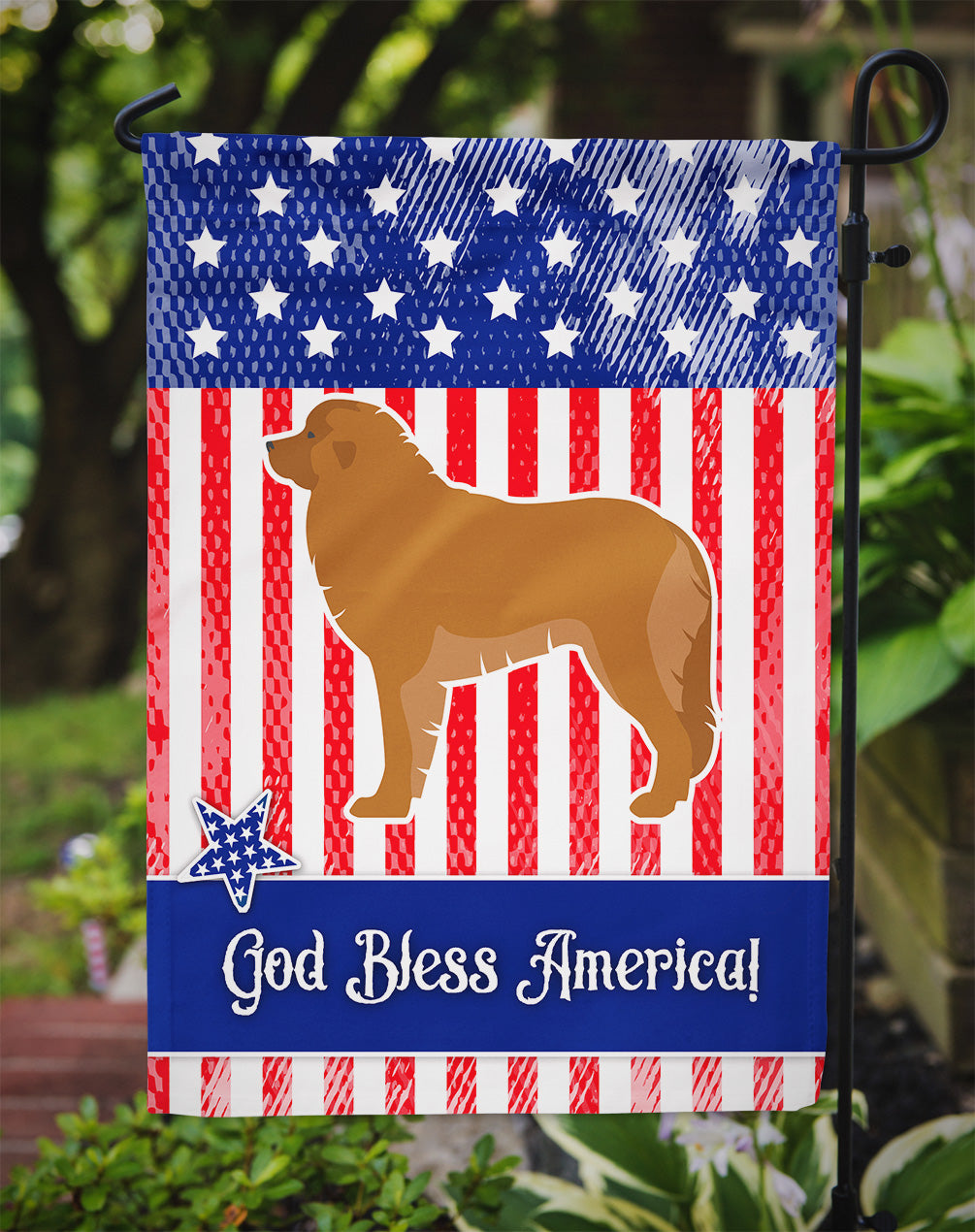 USA Patriotic Leonberger Garden Flag Mailbox Decorative Yard Banner Outside Patio Artwork for Flower Beds, Garden Size, Multicolor