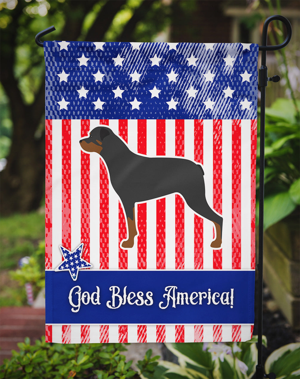 USA Patriotic Rottweiler Garden Flag Mailbox Decorative Yard Banner Outside Patio Artwork for Flower Beds, Garden Size, Multicolor