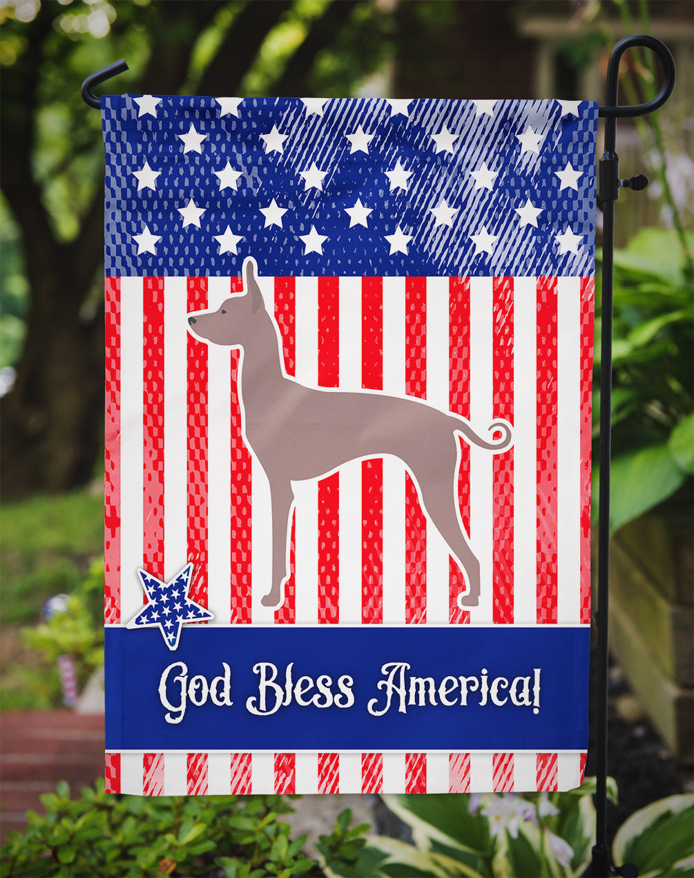 USA Patriotic Dogo Argentino Garden Flag Mailbox Decorative Yard Banner Outside Patio Artwork for Flower Beds, Garden Size, Multicolor