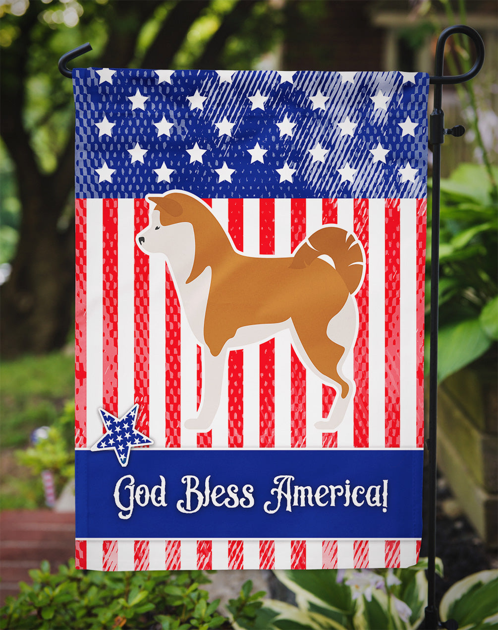 USA Patriotic Akita Garden Flag Mailbox Decorative Yard Banner Outside Patio Artwork for Flower Beds, Garden Size, Multicolor