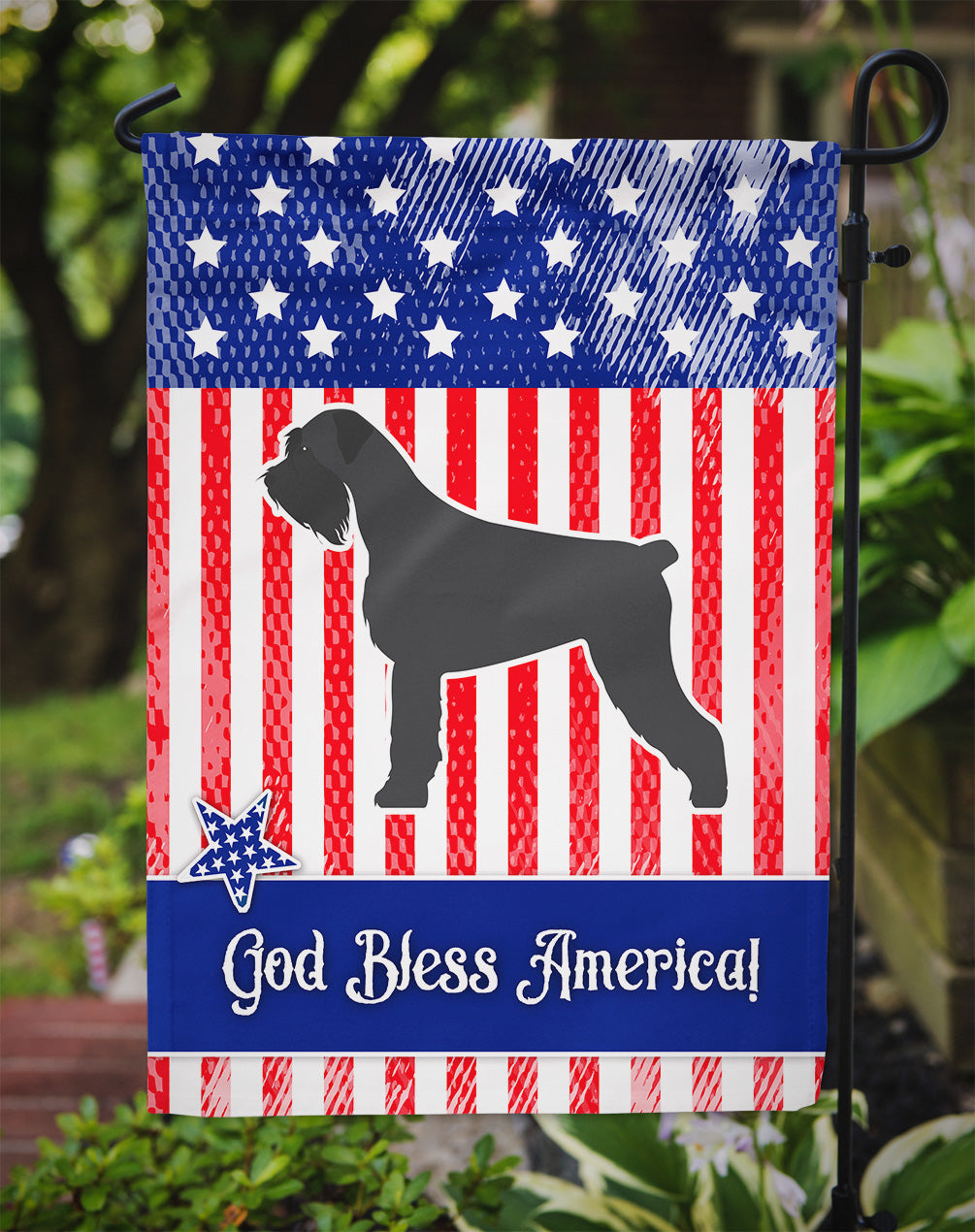 USA Patriotic Giant Schnauzer Garden Flag Mailbox Decorative Yard Banner Outside Patio Artwork for Flower Beds, Garden Size, Multicolor