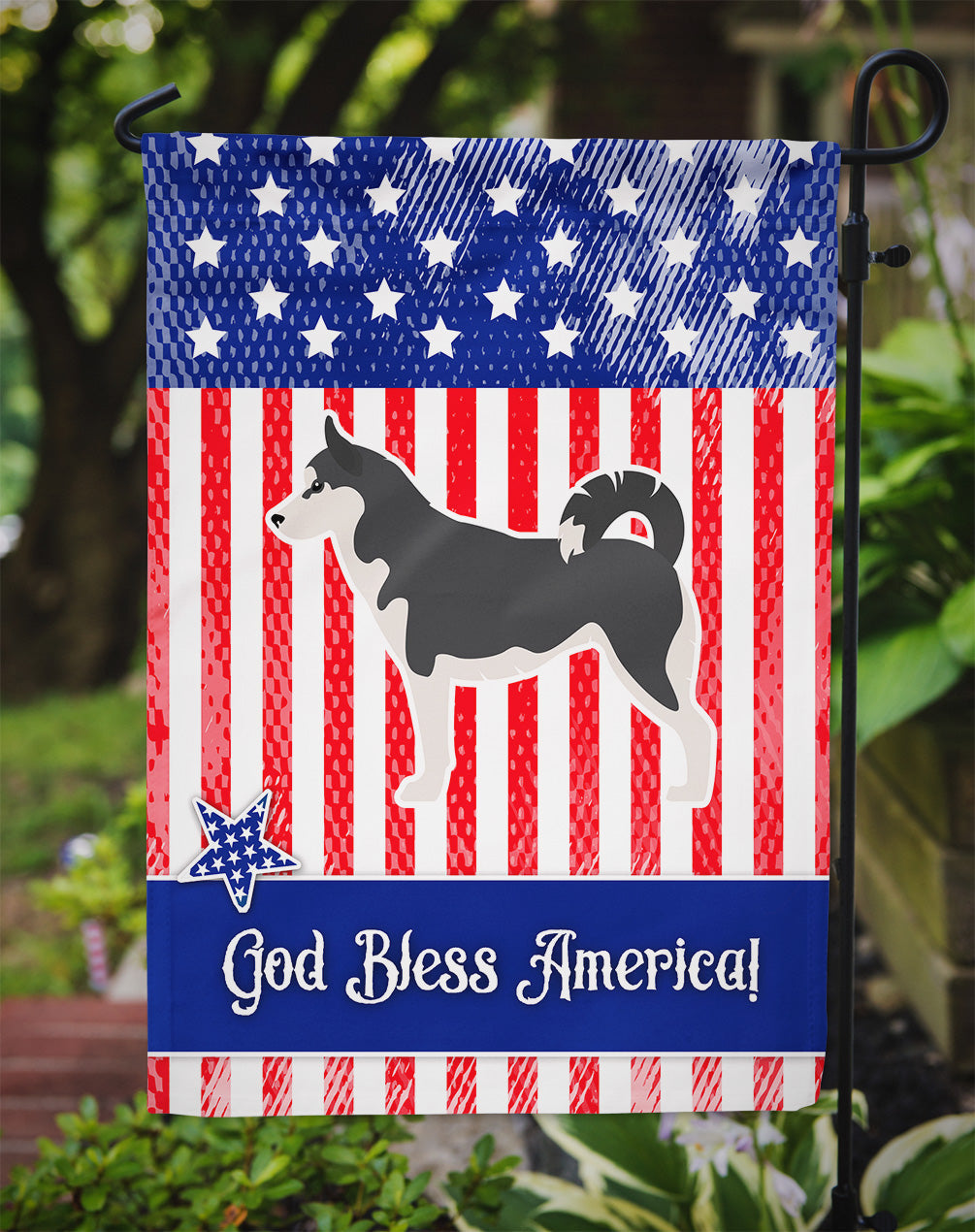 USA Patriotic Siberian Husky Garden Flag Mailbox Decorative Yard Banner Outside Patio Artwork for Flower Beds, Garden Size, Multicolor