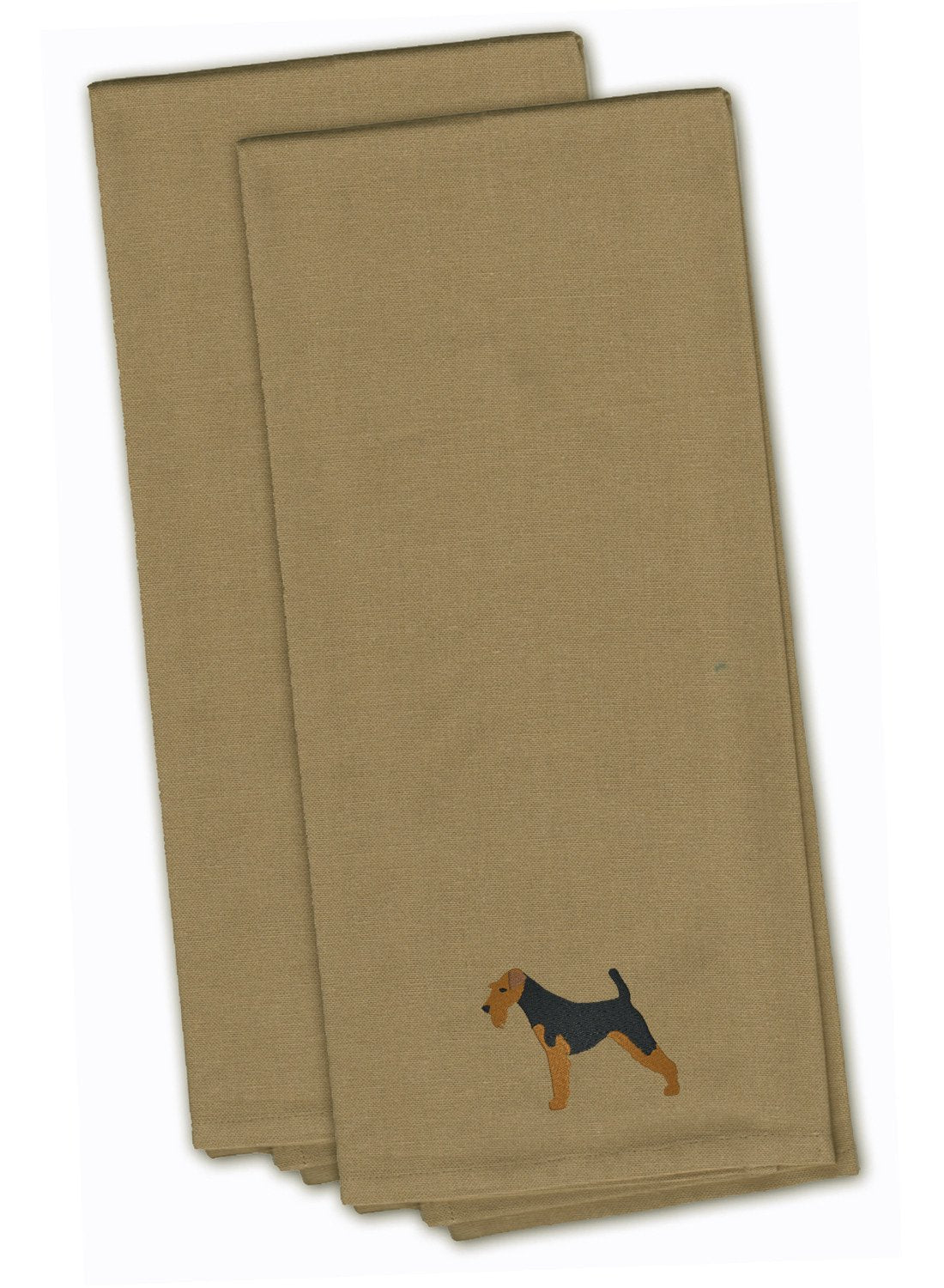 Welsh Terrier Embroidered Kitchen Towels, Set of 2 - Decorative Dish Towels, Kitchen Linens BB3385TNTWE