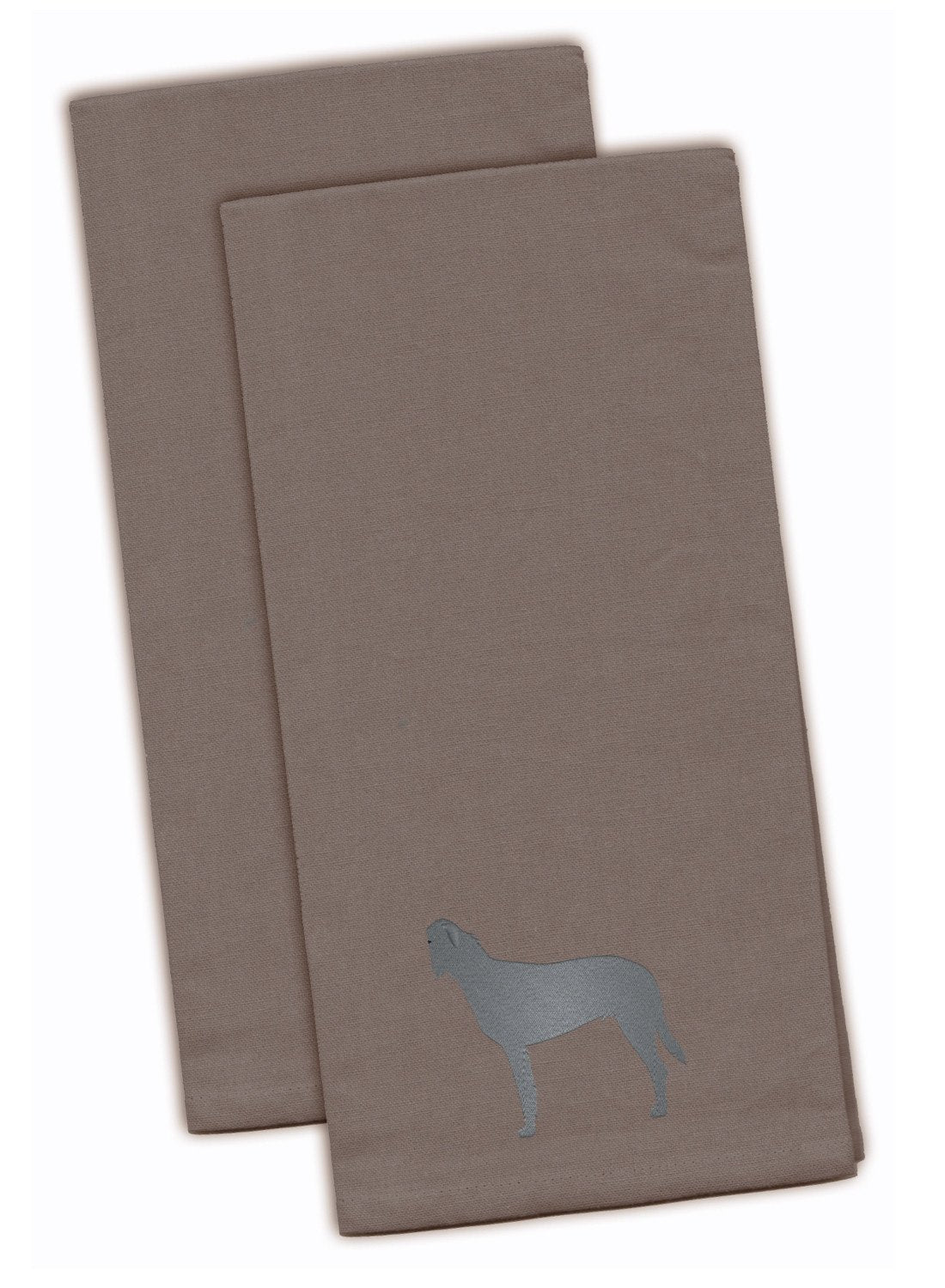 Irish Wolfhound Embroidered Kitchen Towels - Gray Decorative Dish Towels - Set of 2 BB3403GYTWE