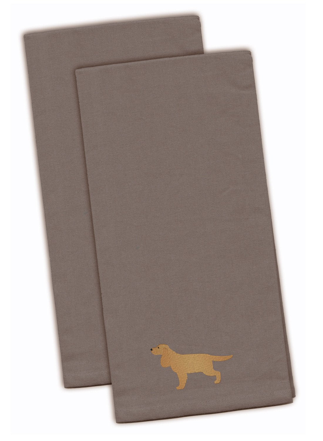 English Cocker Spaniel Embroidered Kitchen Towels - Gray Decorative Dish Towels - Set of 2 BB3412GYTWE