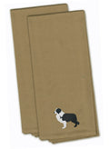 Black Border Collie Embroidered Kitchen Towels, Set of 2 - Decorative Dish Towels, Kitchen Linens BB3423TNTWE