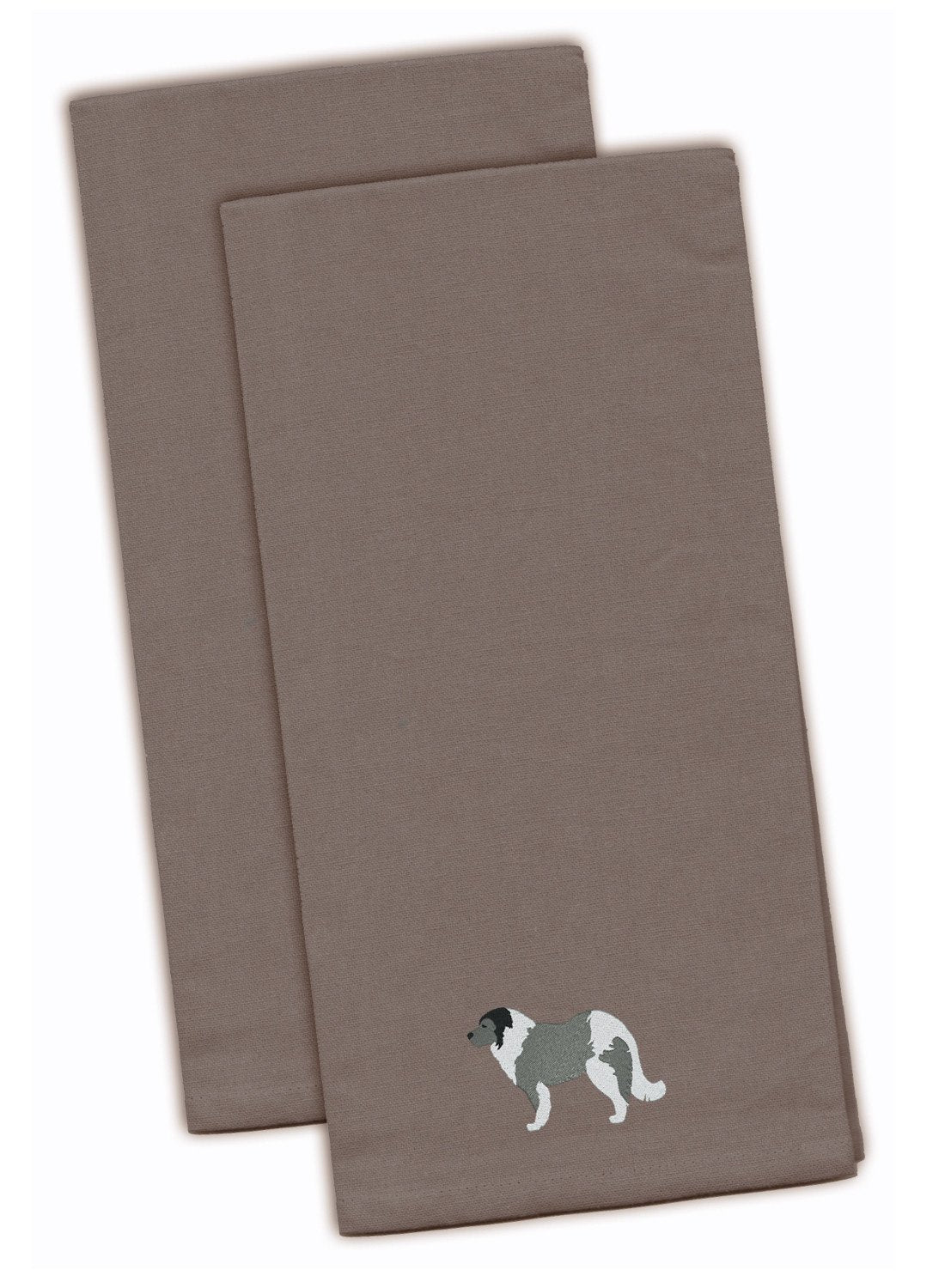 Caucasian Shepherd Dog Embroidered Kitchen Towels - Gray Decorative Dish Towels - Set of 2 BB3425GYTWE
