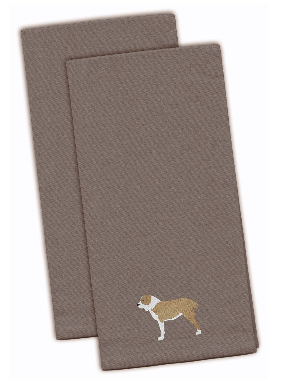 Central Asian Shepherd Dog Embroidered Kitchen Towels - Gray Decorative Dish Towels - Set of 2 BB3428GYTWE