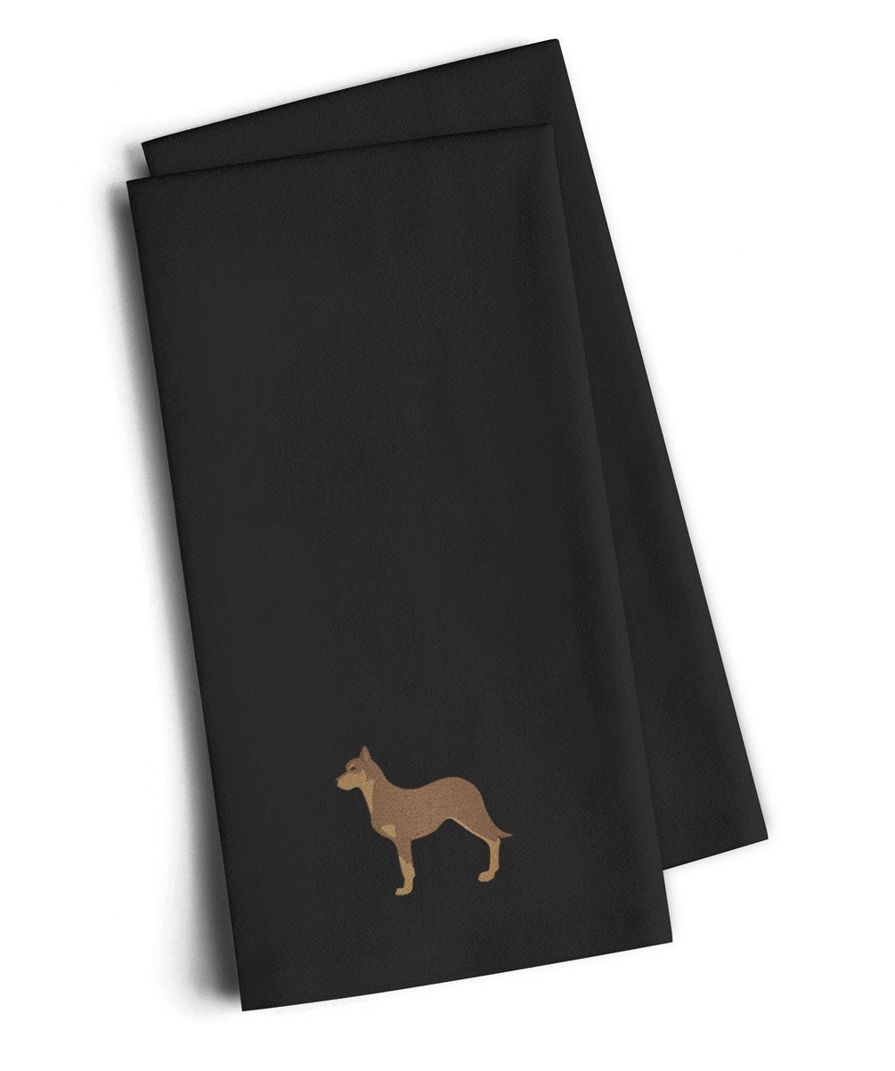 Australian Kelpie Dog Black Embroidered Towel Set of 2 Decorative Bathroom Guest Hand Towel for Hand, Face, Tea, Dishcloth, 19 X 25, Black