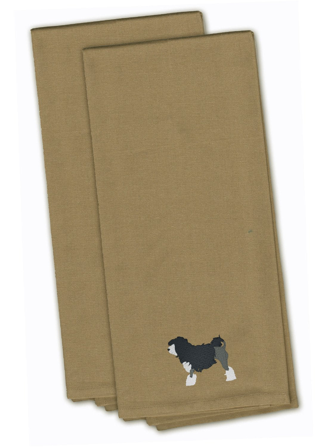 Lowchen Embroidered Kitchen Towels, Set of 2 - Decorative Dish Towels, Kitchen Linens BB3435TNTWE