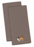 Pekingese Embroidered Kitchen Towels - Gray Decorative Dish Towels - Set of 2 BB3438GYTWE