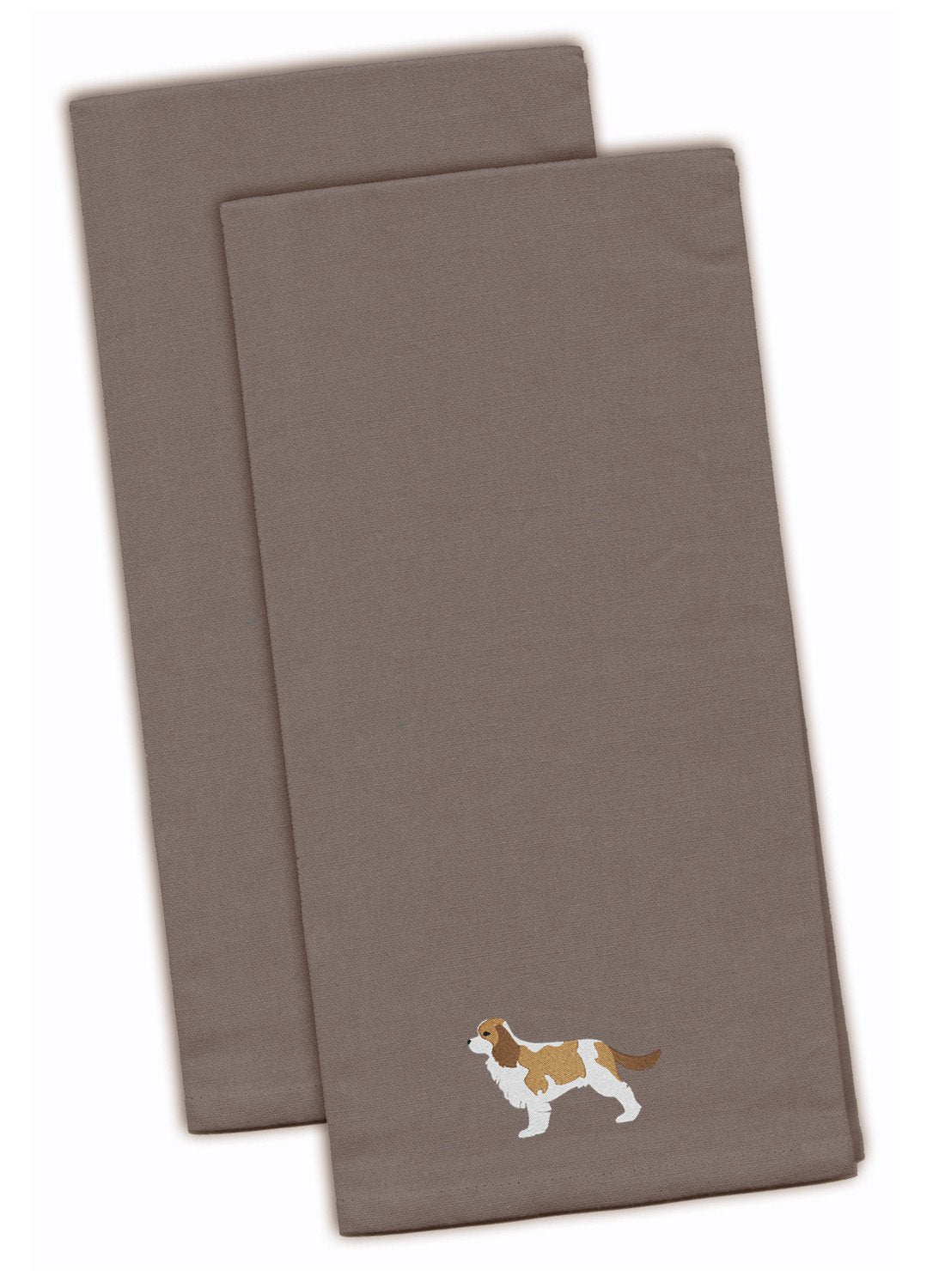 Cavalier King Charles Spaniel Embroidered Kitchen Towels - Gray Decorative Dish Towels - Set of 2 BB3449GYTWE