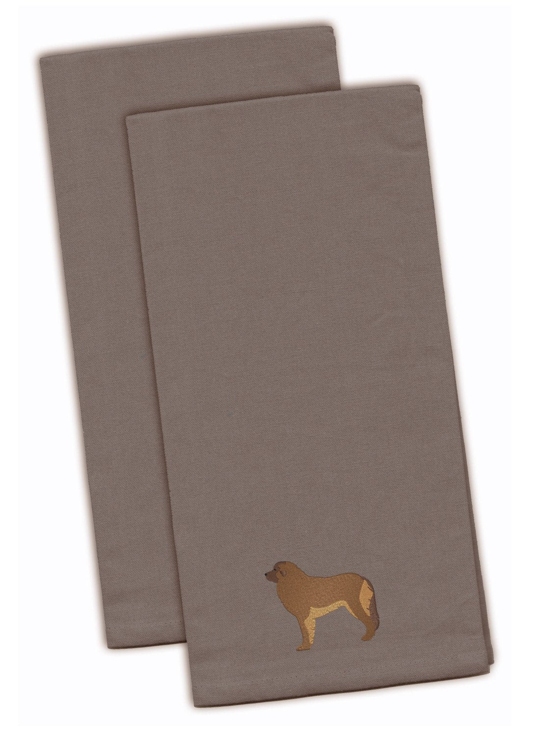 Leonberger Embroidered Kitchen Towels - Gray Decorative Dish Towels - Set of 2 BB3458GYTWE