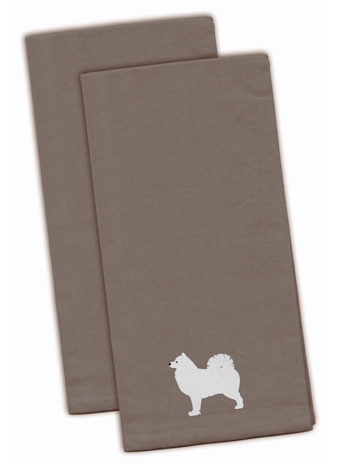 Samoyed Embroidered Kitchen Towels - Gray Decorative Dish Towels - Set of 2 BB3459GYTWE