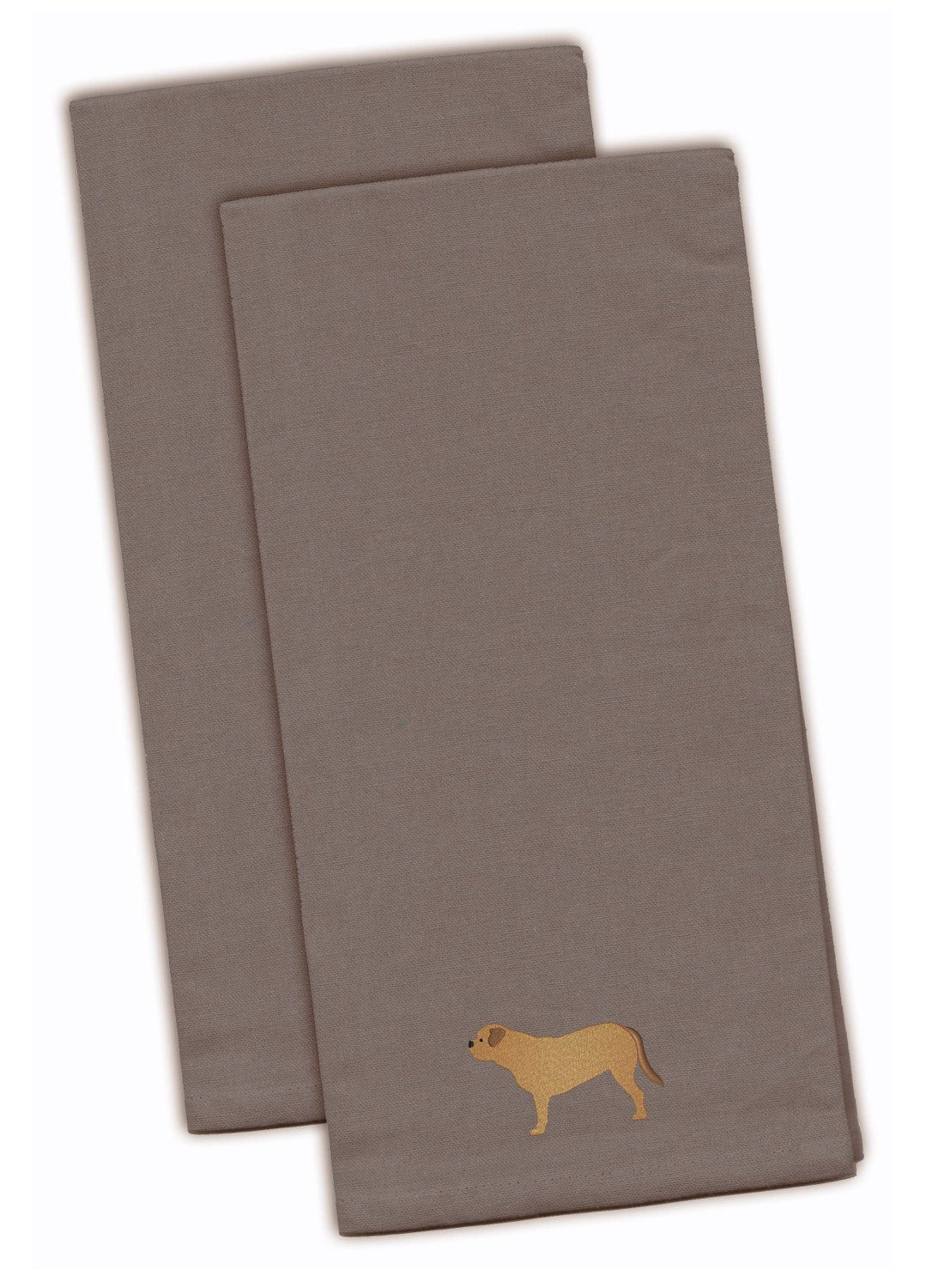 Dogue de Bordeaux Embroidered Kitchen Towels - Gray Decorative Dish Towels - Set of 2 BB3470GYTWE