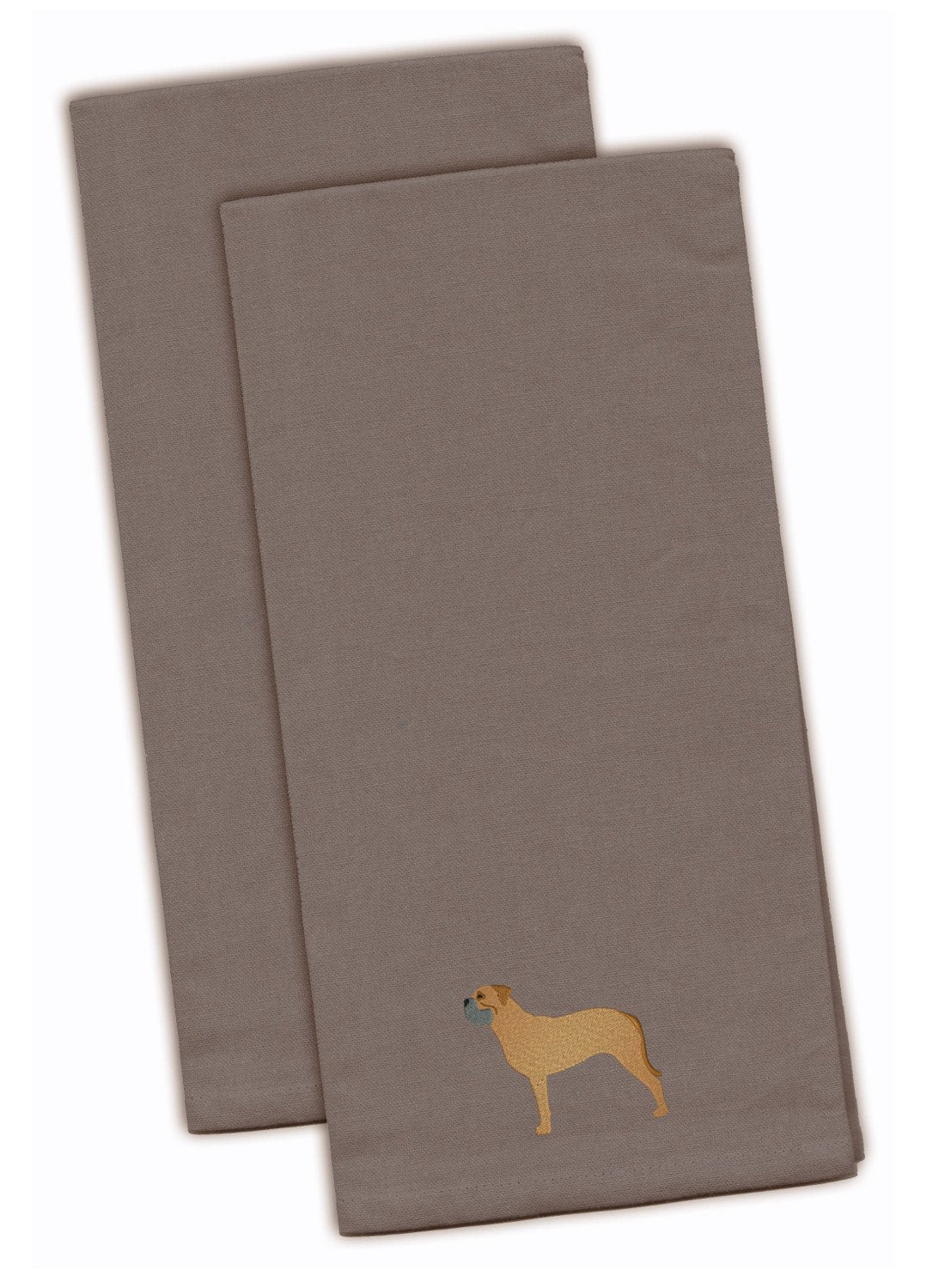Bullmastiff Gray Embroidered Towel Set of 2