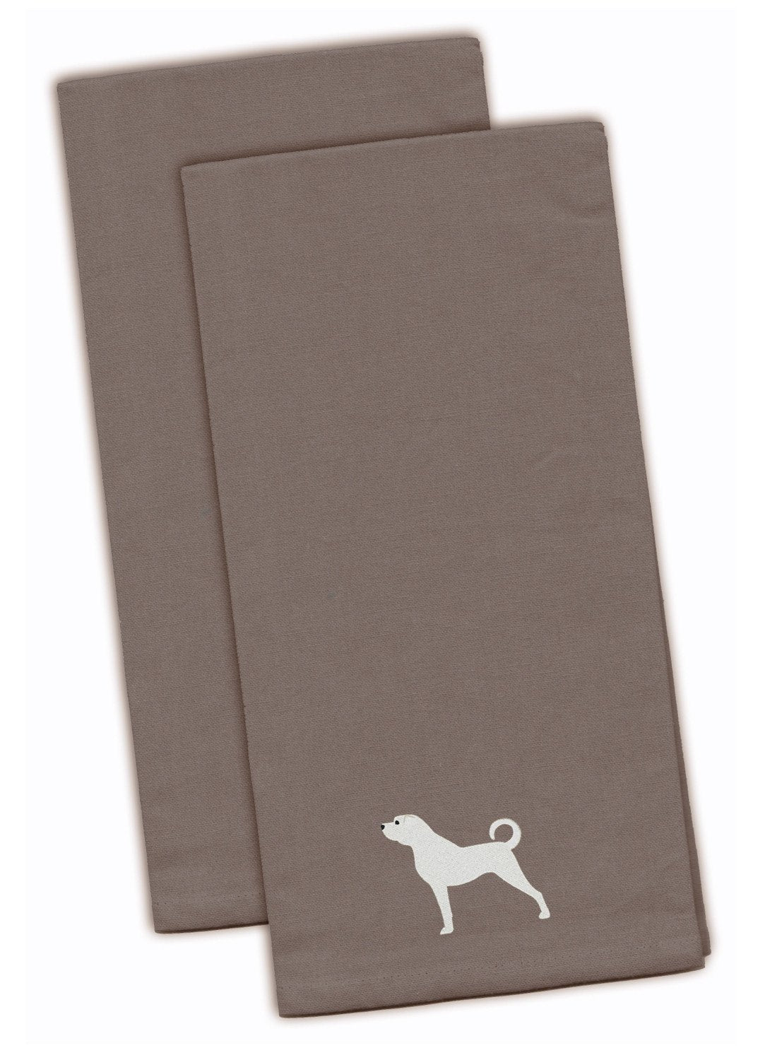 Anatolian Shepherd Embroidered Kitchen Towels - Gray Decorative Dish Towels - Set of 2 BB3477GYTWE