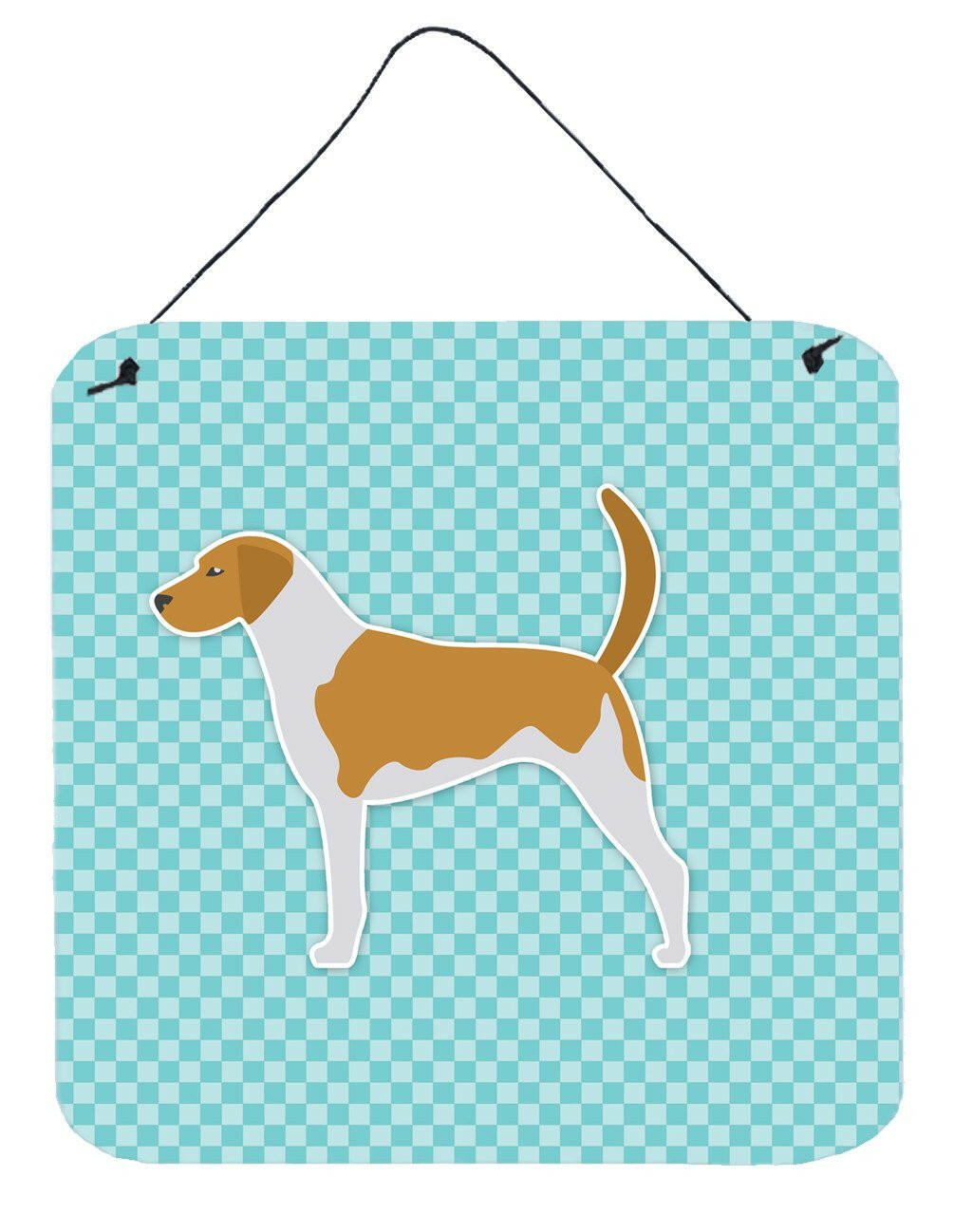 American Foxhound Checkerboard Blue Wall or Door Hanging Prints Aluminum Metal Sign Kitchen Wall Bar Bathroom Plaque Home Decor, 6x6, Multicolor