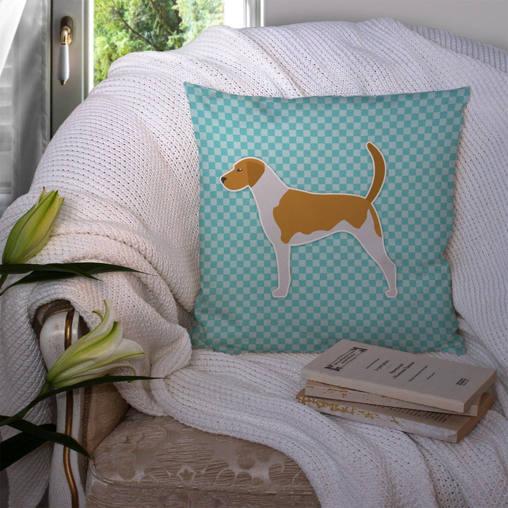 American Foxhound Checkerboard Blue Decorative Throw Pillow 14x14 Indoor Outdoor Accent Cushion, Fabric Cover with Insert for Sofa, Bed, Porch & Living Room