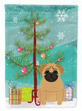 Merry Christmas Tree Pug Brown Garden Flag Mailbox Decorative Yard Banner Outside Patio Artwork for Flower Beds, Garden Size, Multicolor