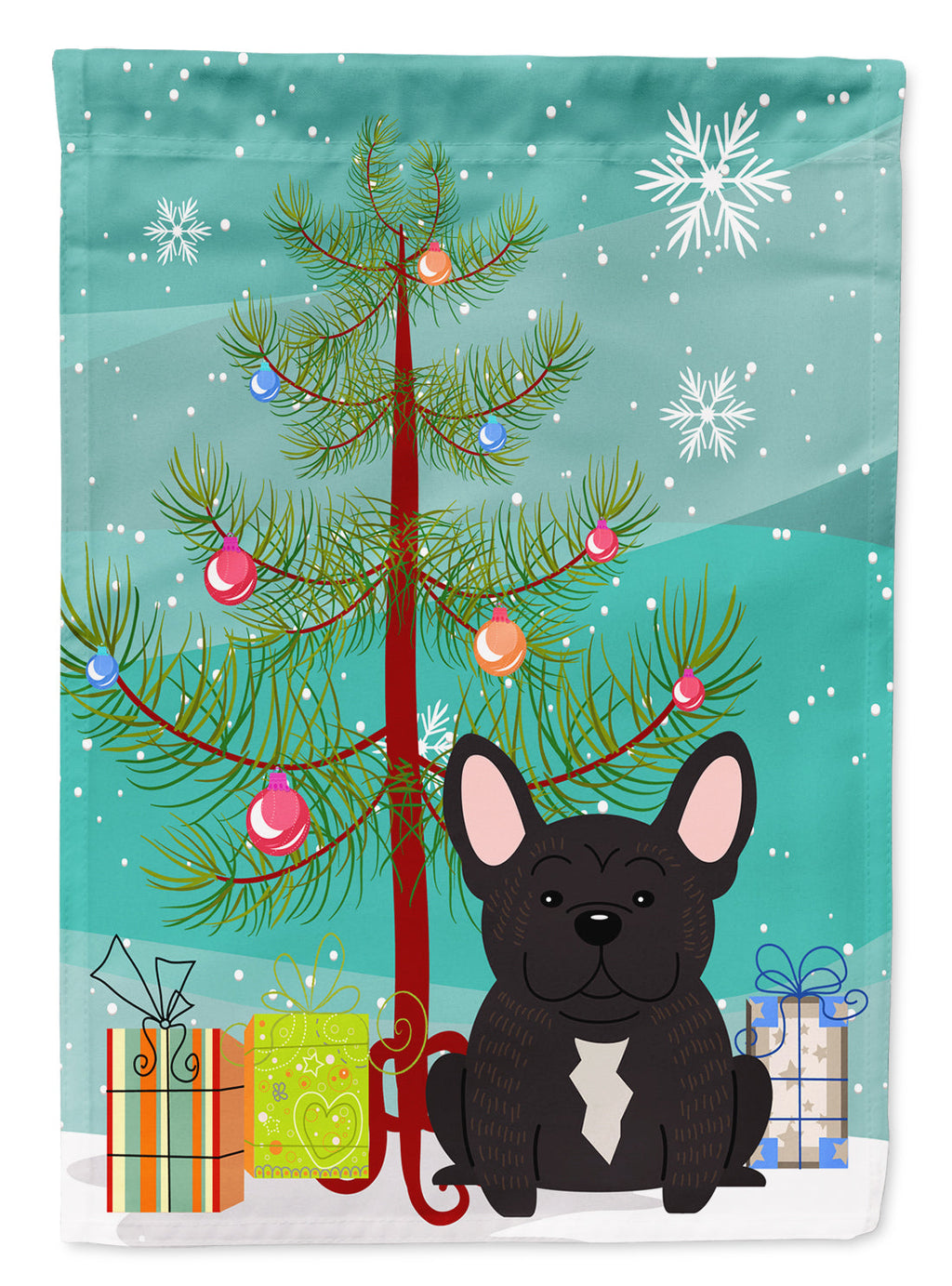 Merry Christmas Tree French Bulldog Brindle Garden Flag Mailbox Decorative Yard Banner Outside Patio Artwork for Flower Beds, Garden Size, Multicolor