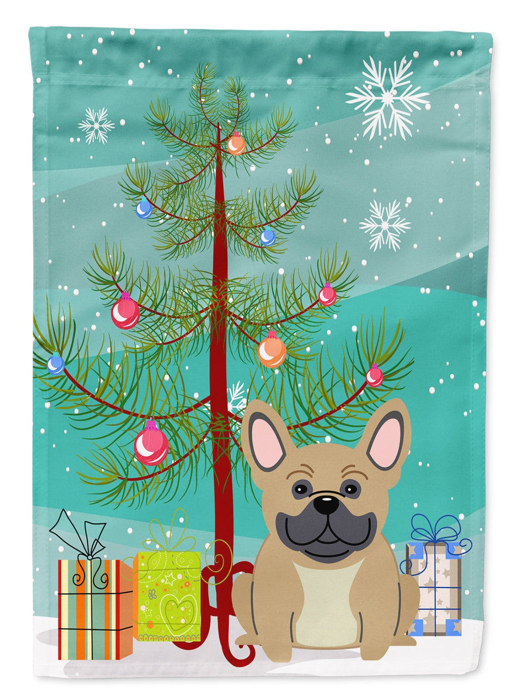 Merry Christmas Tree French Bulldog Cream Garden Flag Mailbox Decorative Yard Banner Outside Patio Artwork for Flower Beds, Garden Size, Multicolor