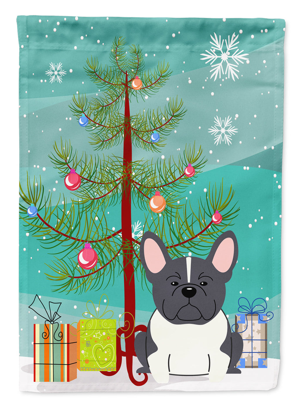 Merry Christmas Tree French Bulldog Black White Garden Flag Mailbox Decorative Yard Banner Outside Patio Artwork for Flower Beds, Garden Size, Multicolor