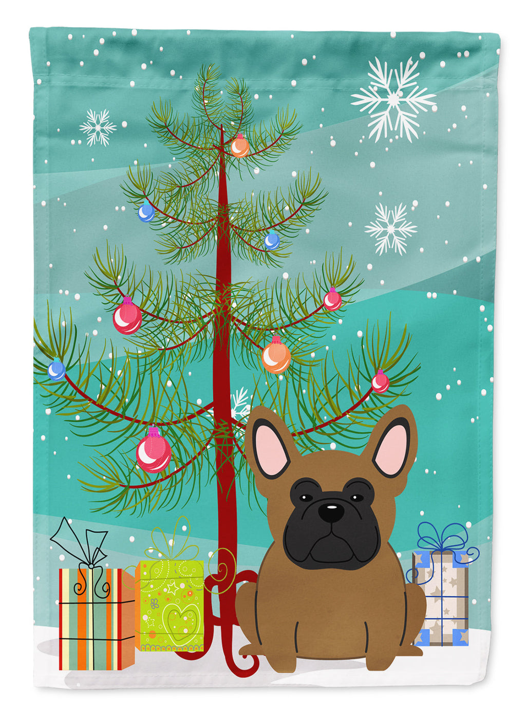Merry Christmas Tree French Bulldog Brown Garden Flag Mailbox Decorative Yard Banner Outside Patio Artwork for Flower Beds, Garden Size, Multicolor
