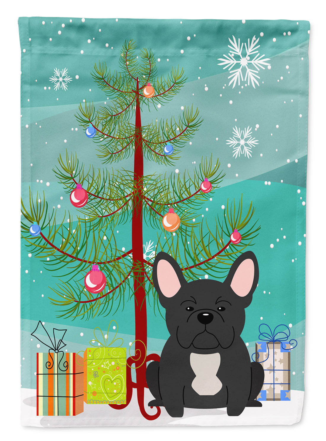 Merry Christmas Tree French Bulldog Black Garden Flag Mailbox Decorative Yard Banner Outside Patio Artwork for Flower Beds, Garden Size, Multicolor