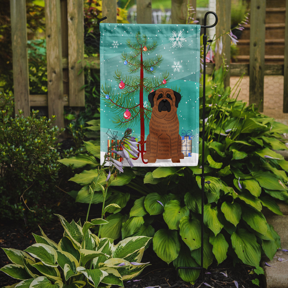 Merry Christmas Tree Mastiff Brindle Garden Flag Mailbox Decorative Yard Banner Outside Patio Artwork for Flower Beds, Garden Size, Multicolor