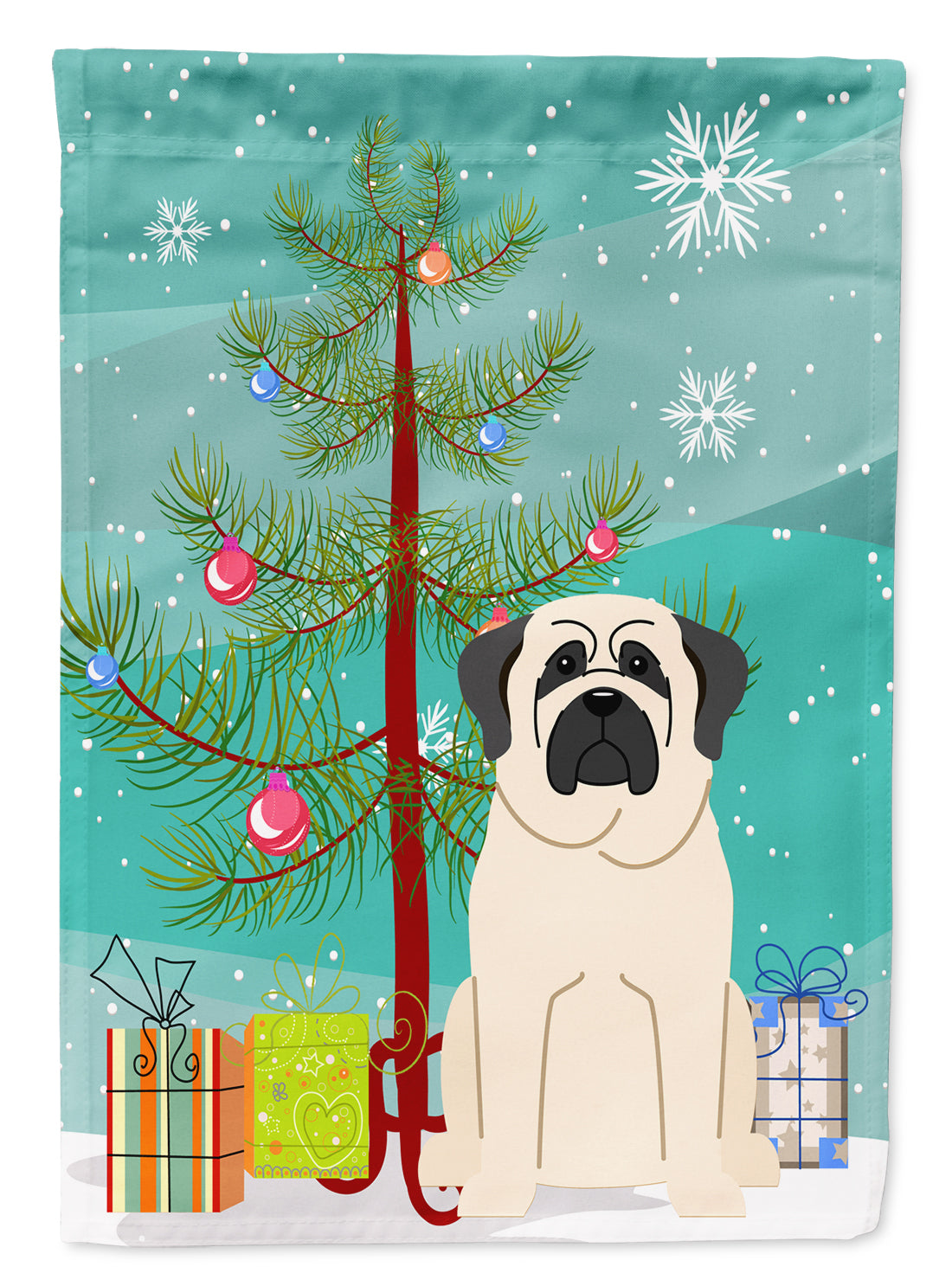 Merry Christmas Tree Mastiff White Garden Flag Mailbox Decorative Yard Banner Outside Patio Artwork for Flower Beds, Garden Size, Multicolor