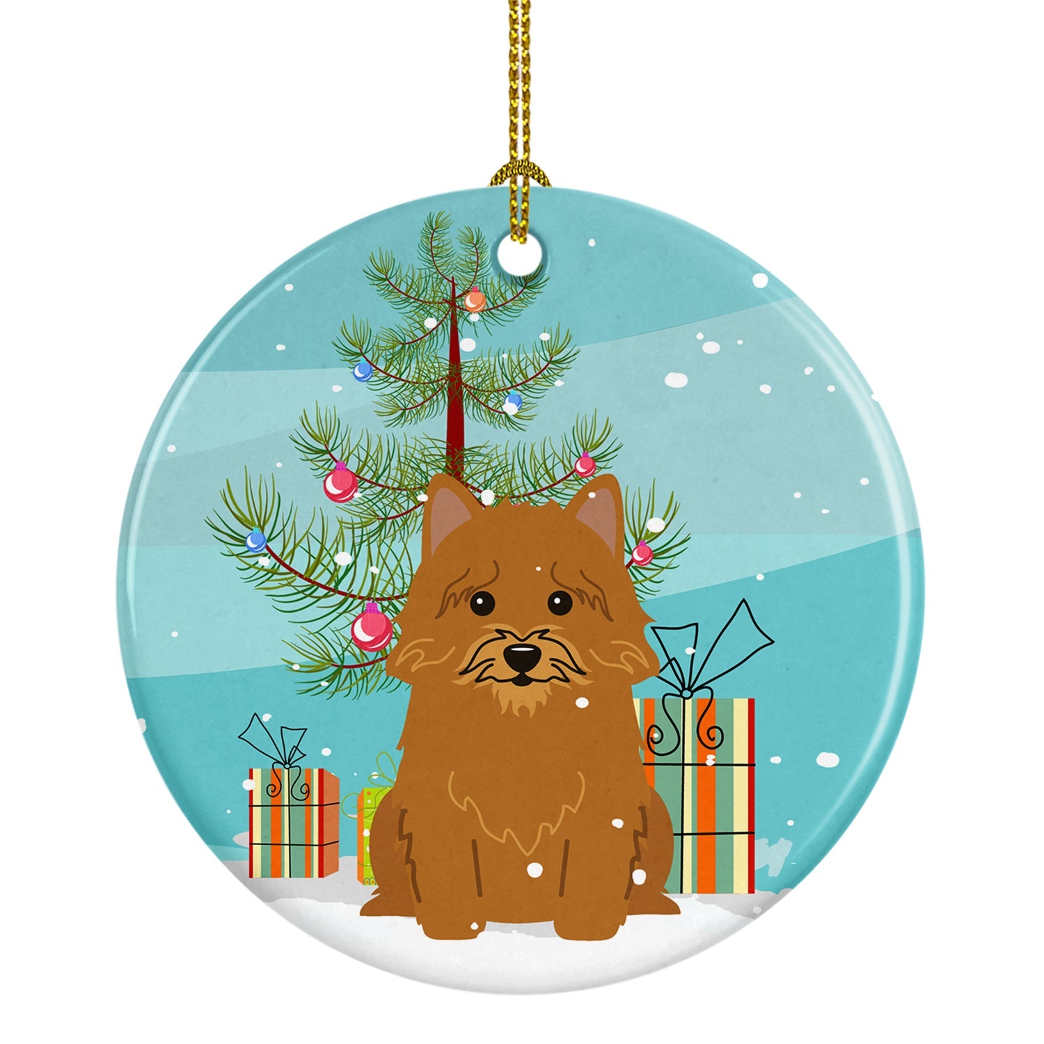 Merry Christmas Tree Norwich Terrier Ceramic Ornament Christmas Tree Hanging Decorations for Home Christmas Holiday, Party, Gift, 3 in, Multicolor