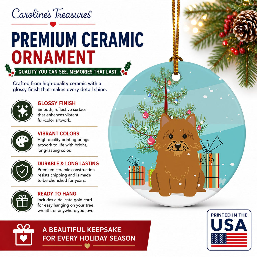 Merry Christmas Tree Norwich Terrier Ceramic Ornament Christmas Tree Hanging Decorations for Home Christmas Holiday, Party, Gift, 3 in, Multicolor