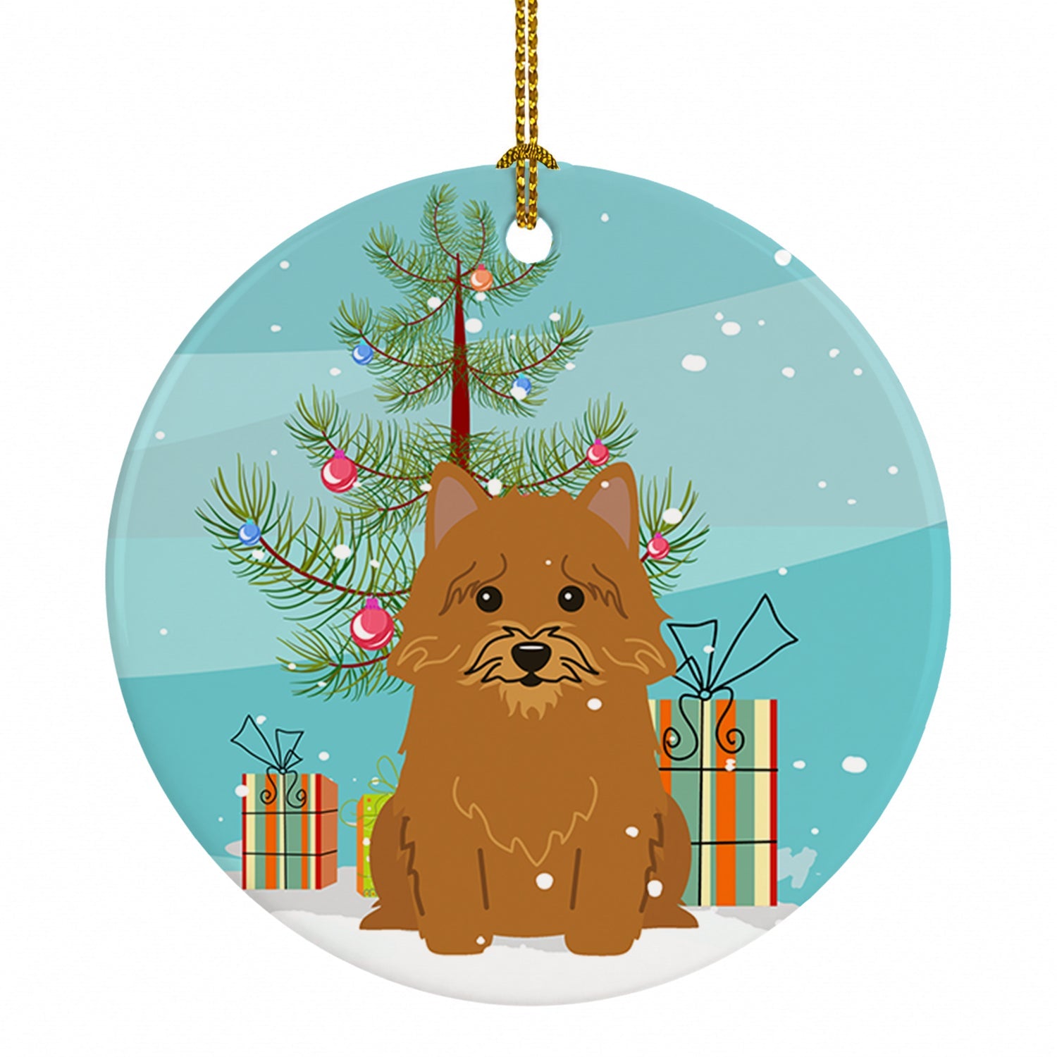 Merry Christmas Tree Norwich Terrier Ceramic Ornament Christmas Tree Hanging Decorations for Home Christmas Holiday, Party, Gift, 3 in, Multicolor