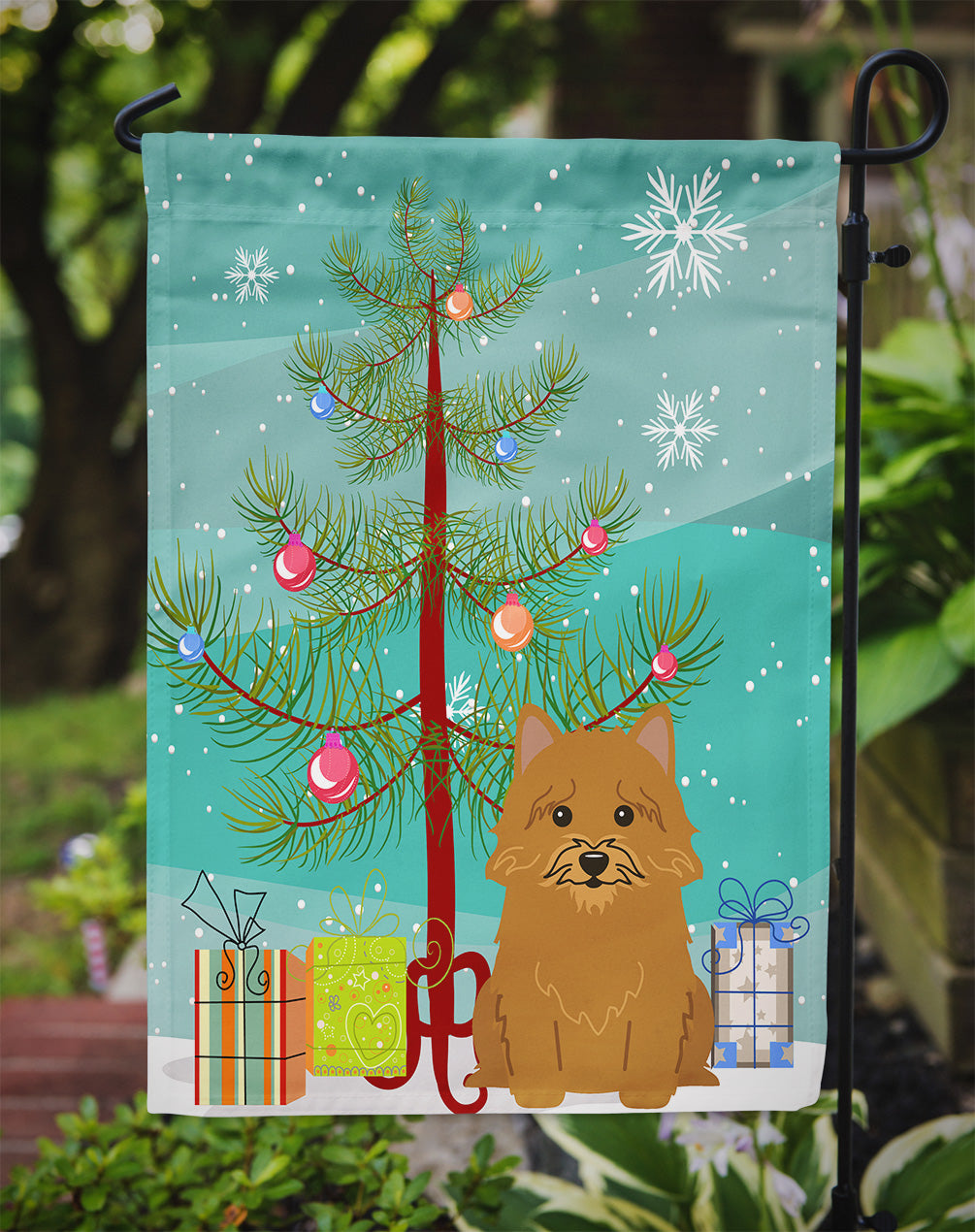 Merry Christmas Tree Norwich Terrier Garden Flag Mailbox Decorative Yard Banner Outside Patio Artwork for Flower Beds, Garden Size, Multicolor