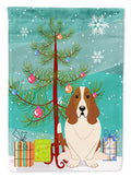 Merry Christmas Tree Basset Hound Garden Flag Mailbox Decorative Yard Banner Outside Patio Artwork for Flower Beds, Garden Size, Multicolor