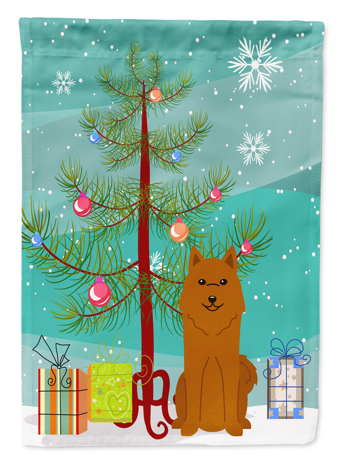 Merry Christmas Tree Karelian Bear Dog Garden Flag Mailbox Decorative Yard Banner Outside Patio Artwork for Flower Beds, Garden Size, Multicolor