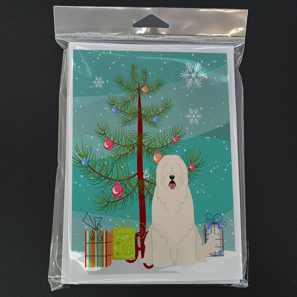 Merry Christmas Tree South Russian Sheepdog Greeting Cards Pack of 8 Blank Cards with Envelopes Whimsical A7 Size 5x7