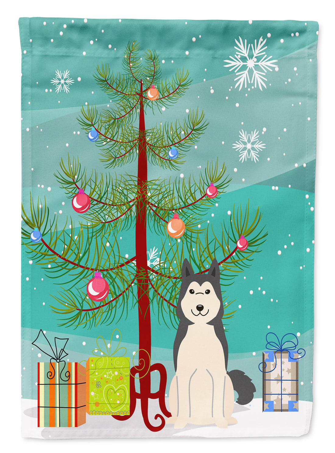 Merry Christmas Tree West Siberian Laika Spitz Garden Flag Mailbox Decorative Yard Banner Outside Patio Artwork for Flower Beds, Garden Size, Multicolor