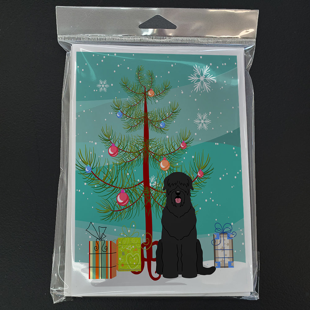 Merry Christmas Tree Black Russian Terrier Greeting Cards Pack of 8 Blank Cards with Envelopes Whimsical A7 Size 5x7