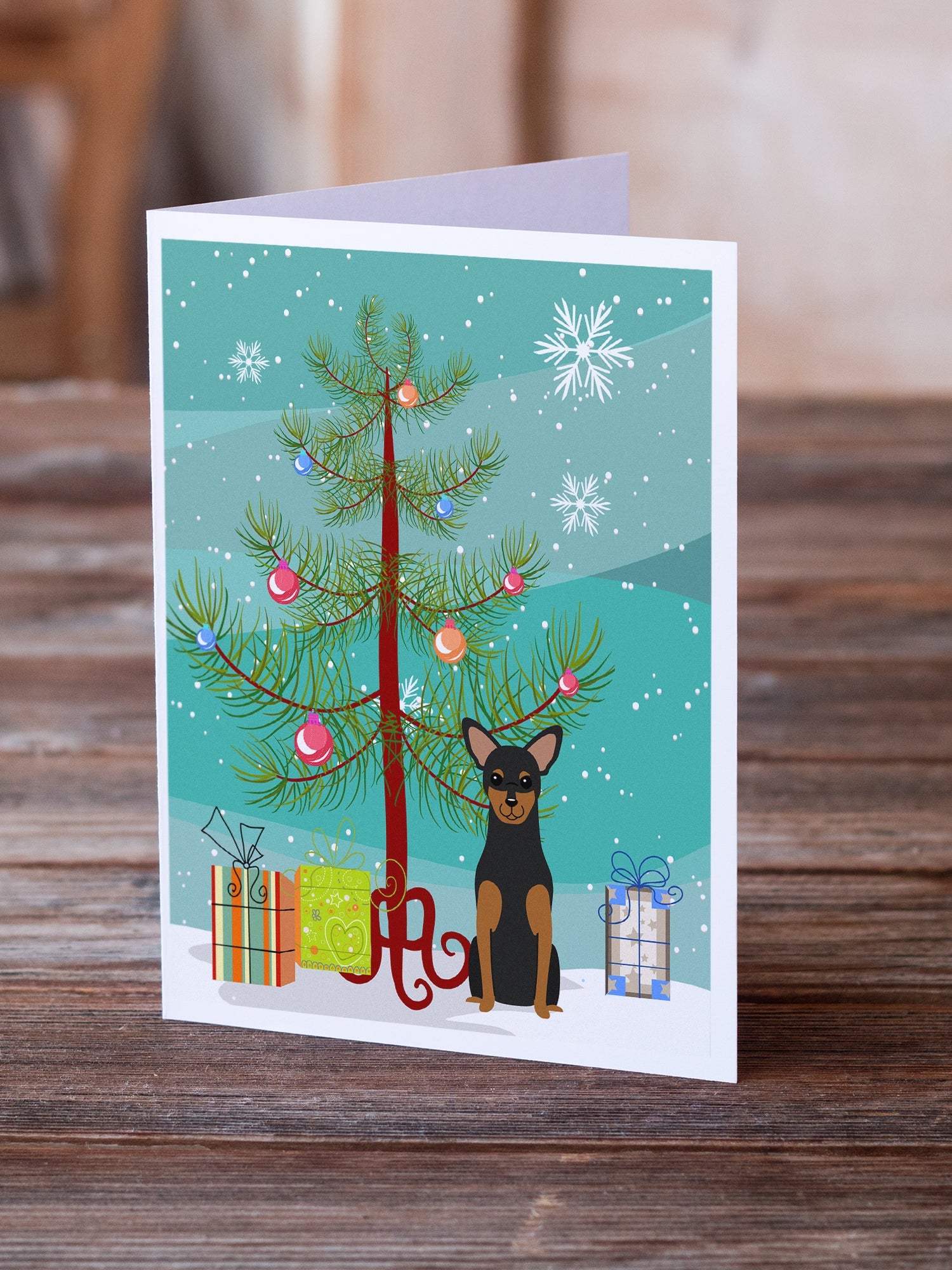 Merry Christmas Tree Manchester Terrier Greeting Cards Pack of 8 Blank Cards with Envelopes Whimsical A7 Size 5x7