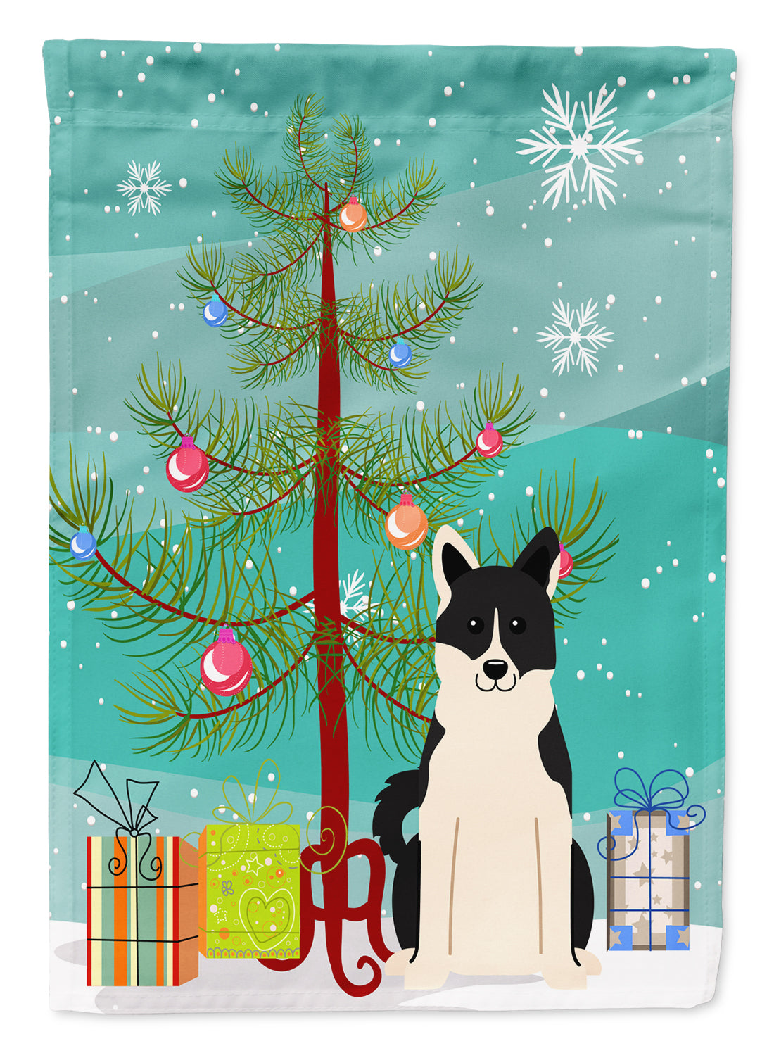 Merry Christmas Tree Russo-European Laika Spitz Garden Flag Mailbox Decorative Yard Banner Outside Patio Artwork for Flower Beds, Garden Size, Multicolor