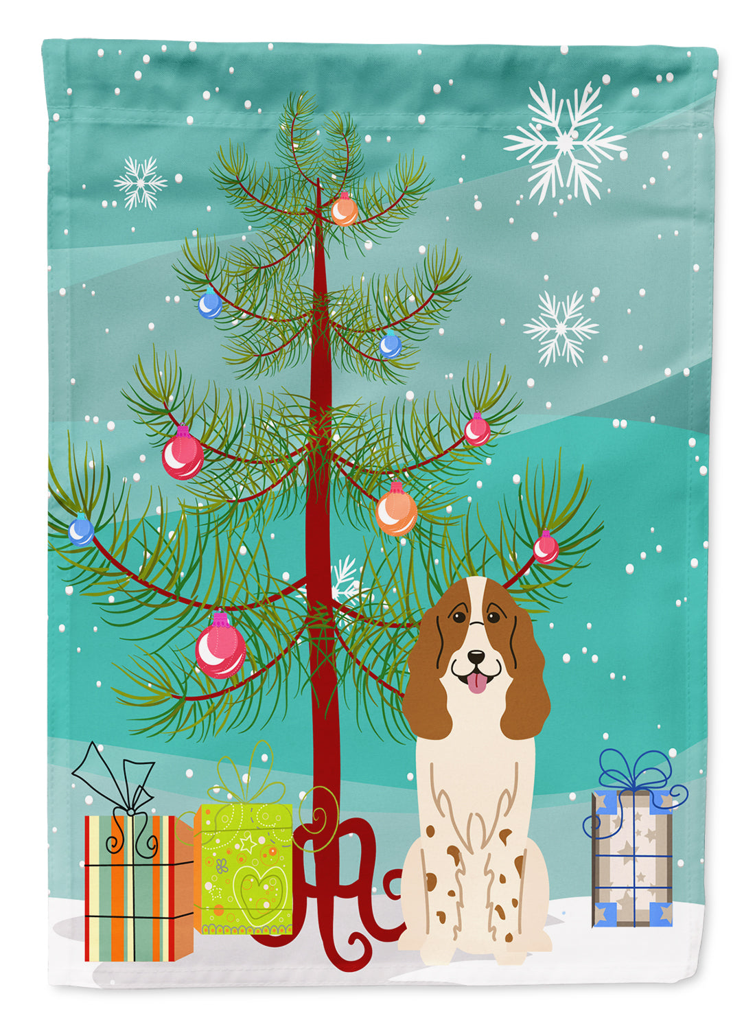 Merry Christmas Tree Russian Spaniel Garden Flag Mailbox Decorative Yard Banner Outside Patio Artwork for Flower Beds, Garden Size, Multicolor