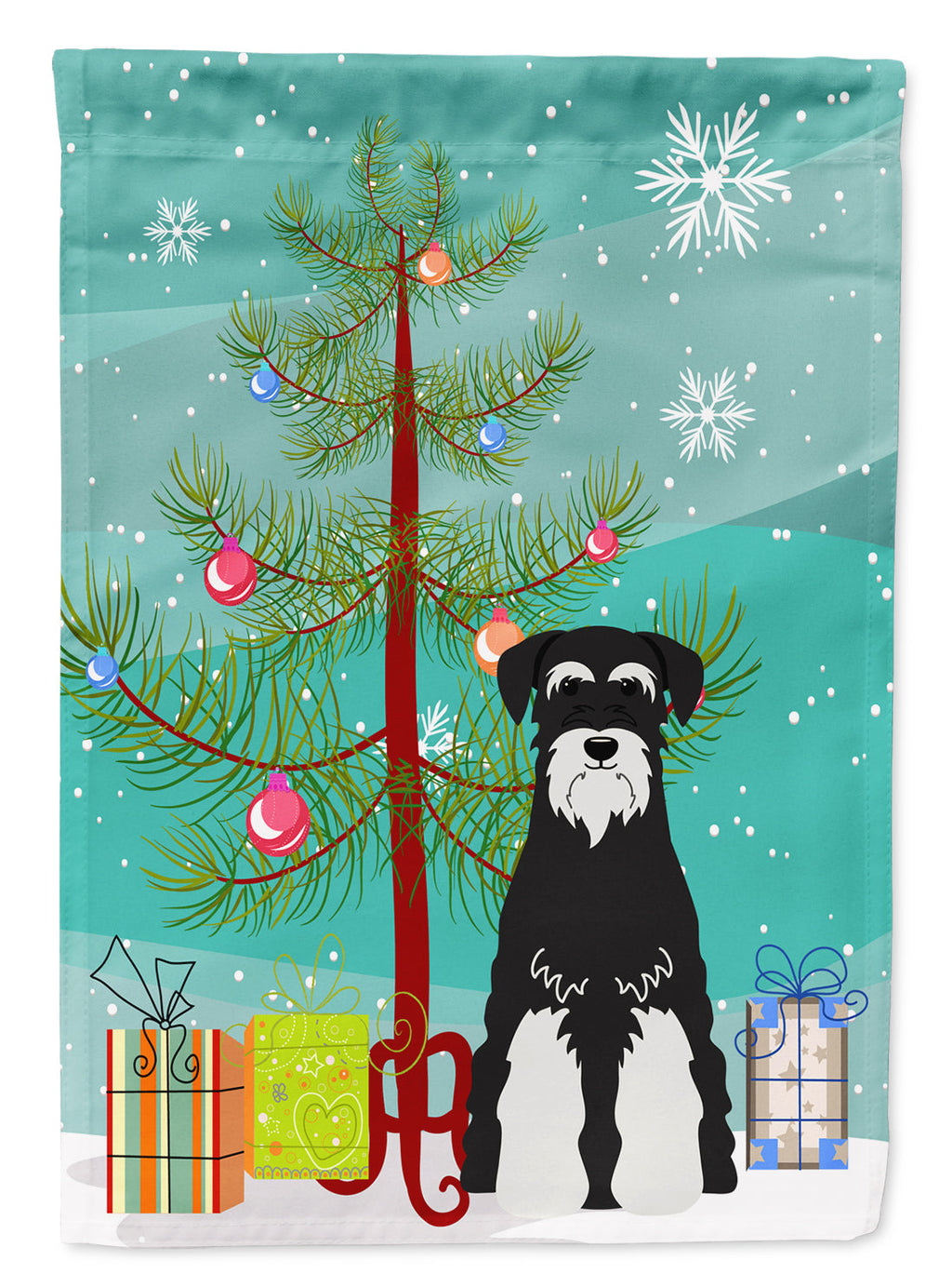 Merry Christmas Tree Standard Schnauzer Salt and Pepper Garden Flag Mailbox Decorative Yard Banner Outside Patio Artwork for Flower Beds, Garden Size, Multicolor