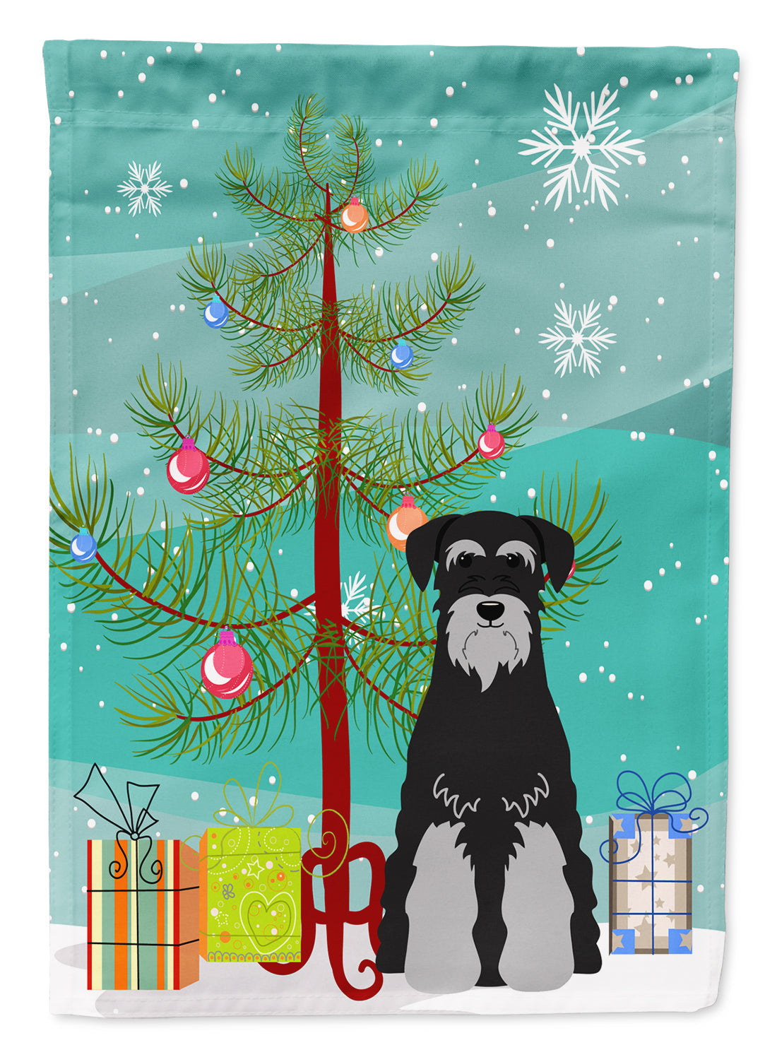 Merry Christmas Tree Standard Schnauzer Black Grey Garden Flag Mailbox Decorative Yard Banner Outside Patio Artwork for Flower Beds, Garden Size, Multicolor