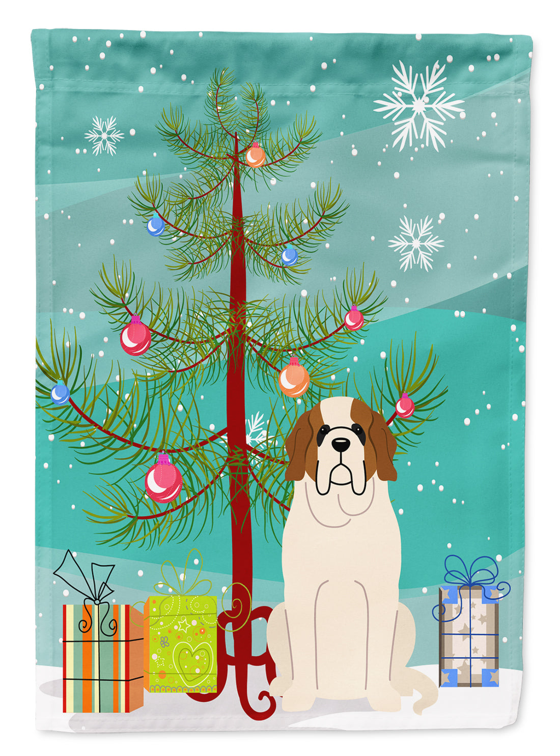 Merry Christmas Tree Saint Bernard Garden Flag Mailbox Decorative Yard Banner Outside Patio Artwork for Flower Beds, Garden Size, Multicolor