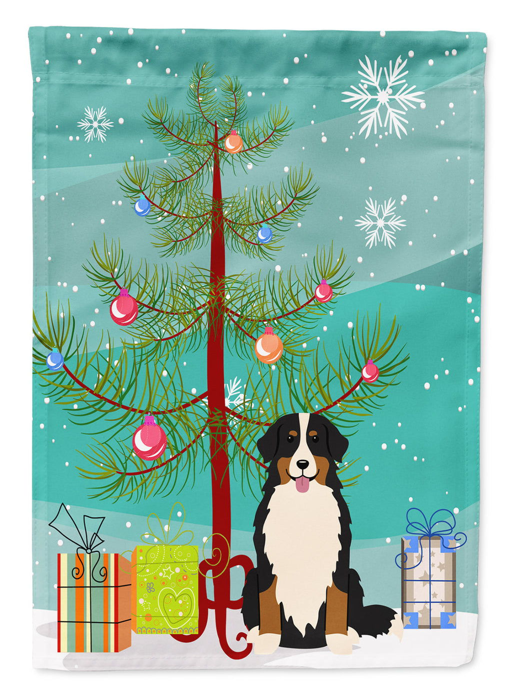 Merry Christmas Tree Bernese Mountain Dog Garden Flag Mailbox Decorative Yard Banner Outside Patio Artwork for Flower Beds, Garden Size, Multicolor