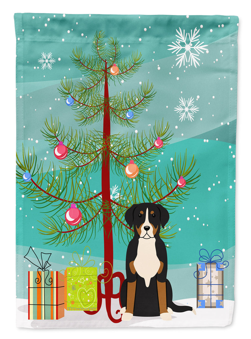 Merry Christmas Tree Greater Swiss Mountain Dog Garden Flag Mailbox Decorative Yard Banner Outside Patio Artwork for Flower Beds, Garden Size, Multicolor