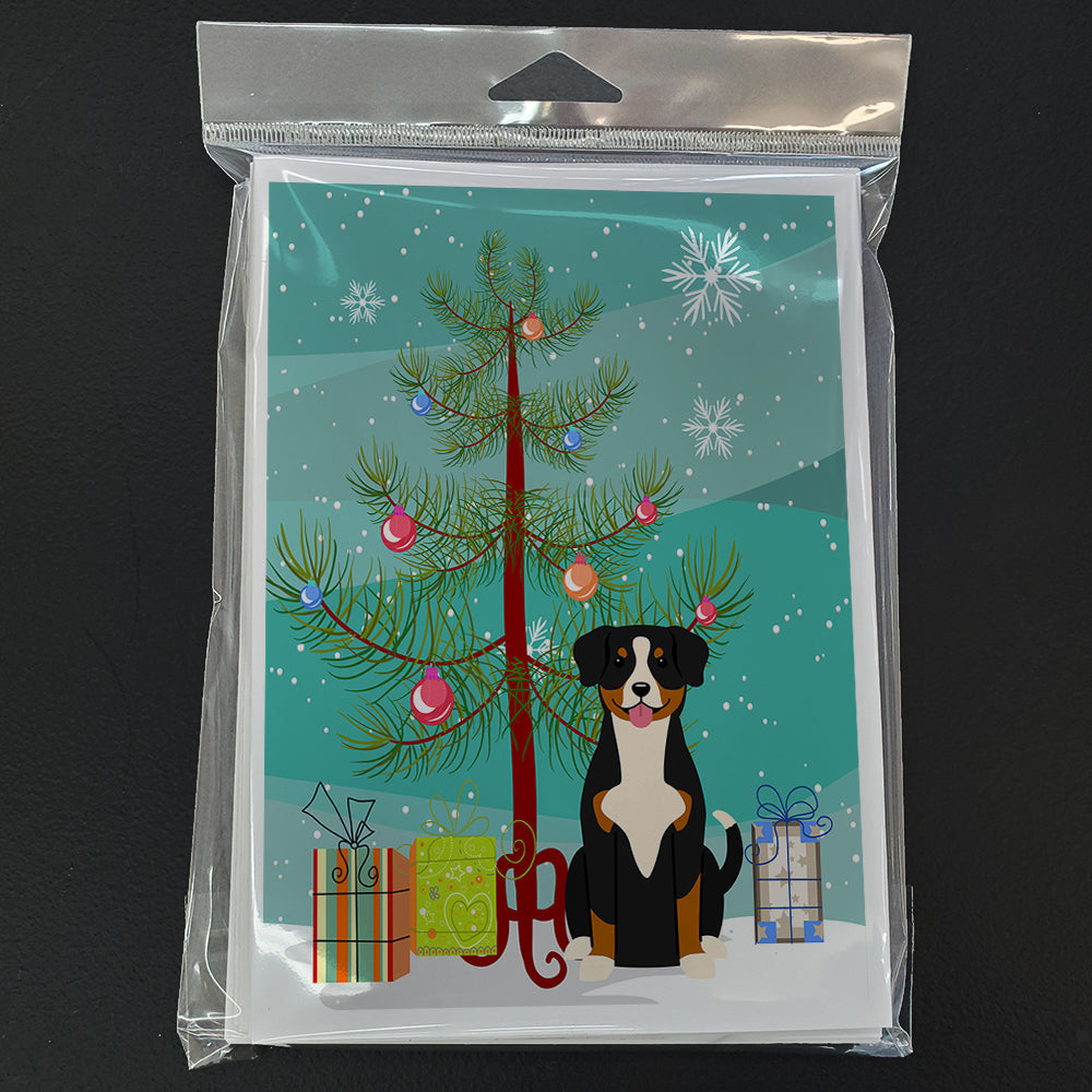 Merry Christmas Tree Entlebucher Greeting Cards Pack of 8 Blank Cards with Envelopes Whimsical A7 Size 5x7