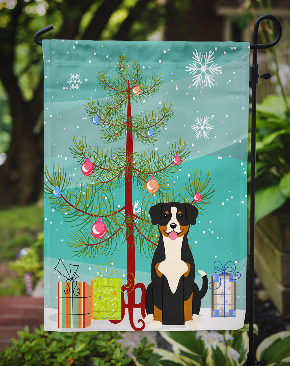 Merry Christmas Tree Entlebucher Garden Flag Mailbox Decorative Yard Banner Outside Patio Artwork for Flower Beds, Garden Size, Multicolor